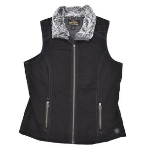 NOBLE OUTFITTERS Fleece Lined Barn Vest - Black / Gray Faux Fur - Womens Small